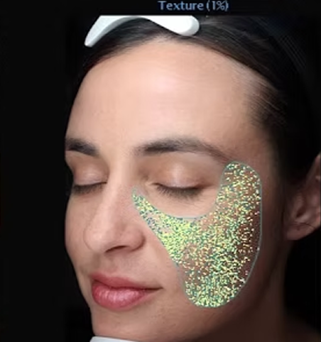 VISIA skin analysis showing texture & smoothness - detailed view of skin condition for professional assessment